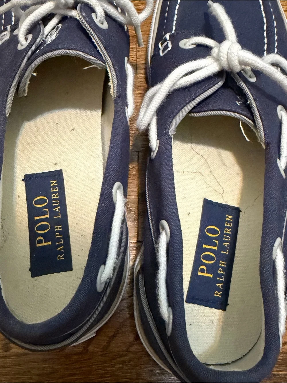 Polo by Ralph Lauren Navy Canvas & White Lace Boat Shoes